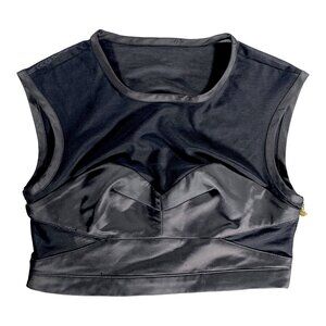 Mistress Rocks Top Womens M Black Crop Satin Mesh Cocktail Party Goth Punk Emo